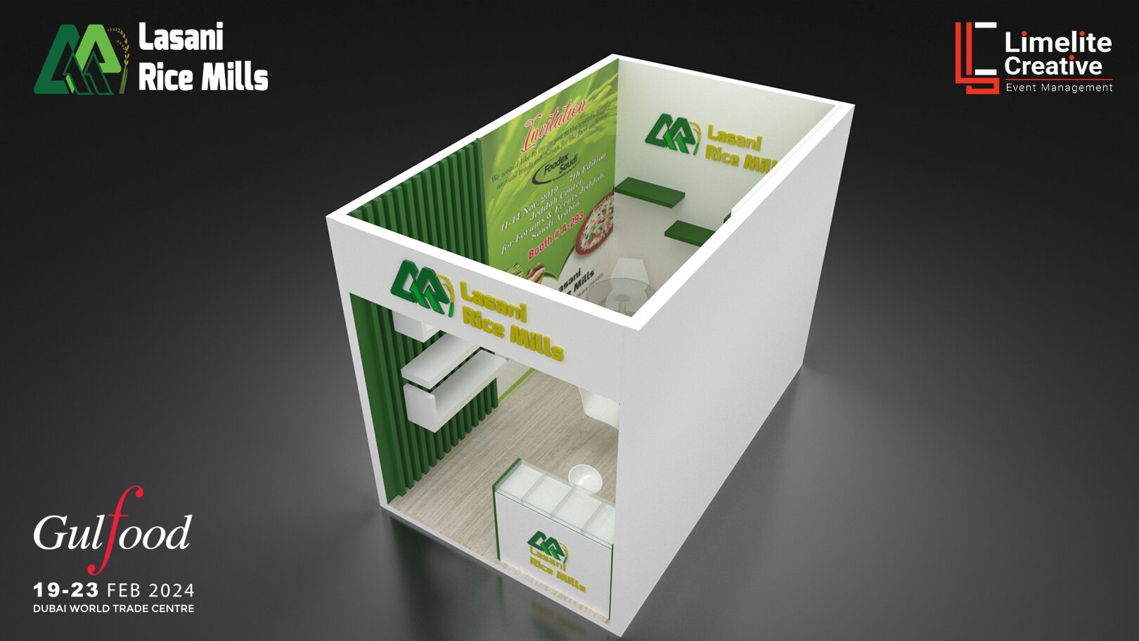 Lasani Rice Booth Design Gulfood 2024 | Exhibition Stand Dubai – Limelite